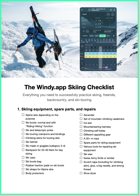 Liste de voyage de ski - Checklist 101