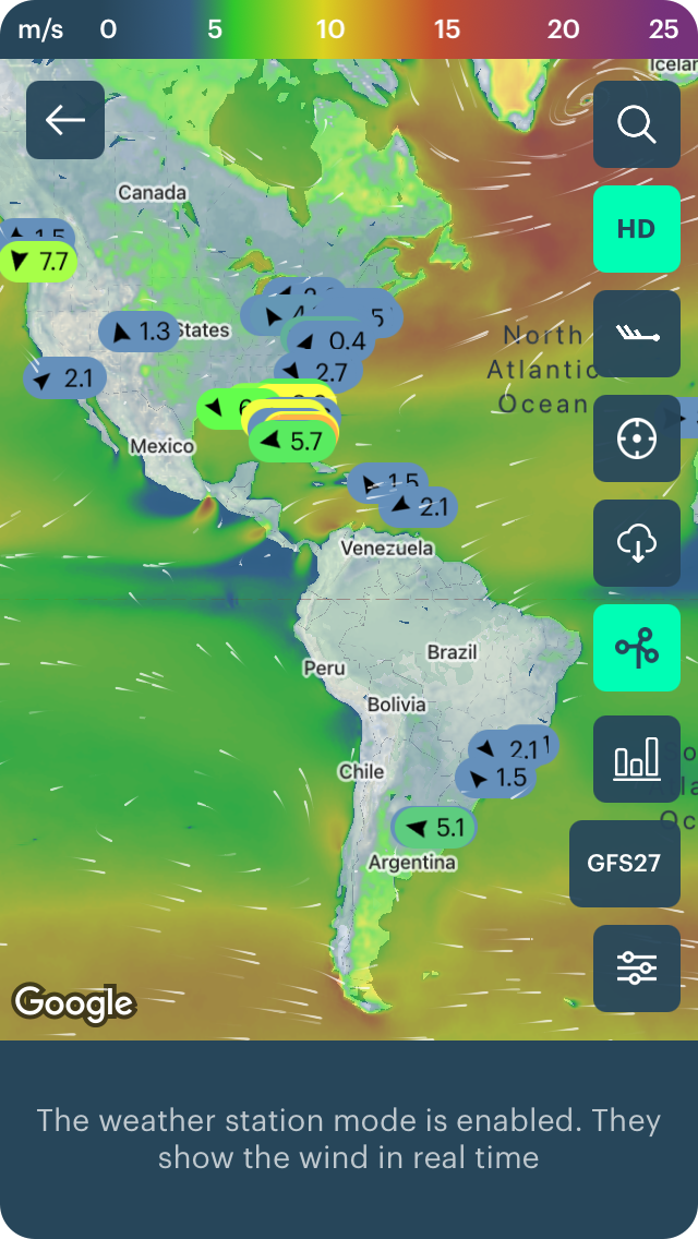Live weather stations on Weather - Windy.app